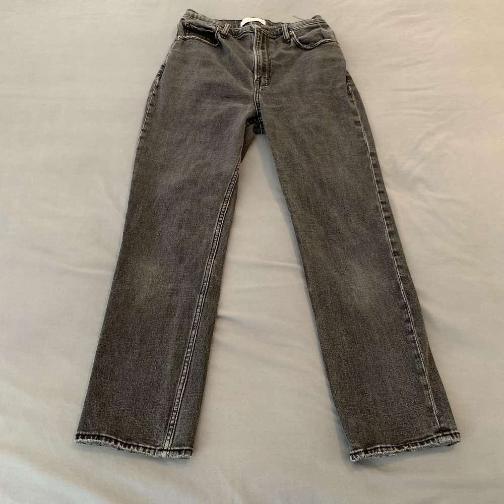 Abercrombie & Fitch Ankle Straight Jeans Womens 4R Gray High Rise Distressed